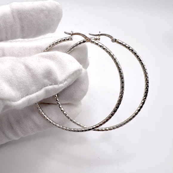 Sterling 50mm Twisted Tube Hoop Earrings - Picture 5 of 13
